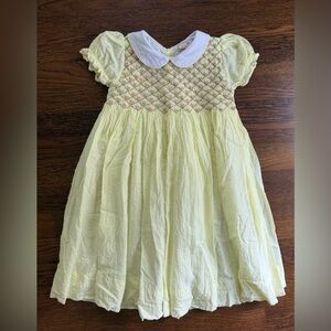Smockingbird Yellow Smocked Swiss Dot dress 4T